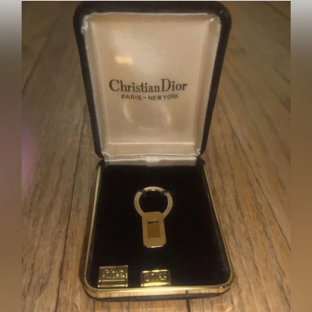 NIB Vintage CHRISTIAN DIOR Gold Filled Scarf Ring - New Unused in Original Box